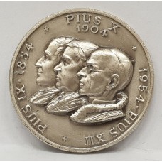 VATICAN MEDAL 1854 - 1954 . POPE PIUS IX - XII . APPARITION OF MARY OF LOURDES